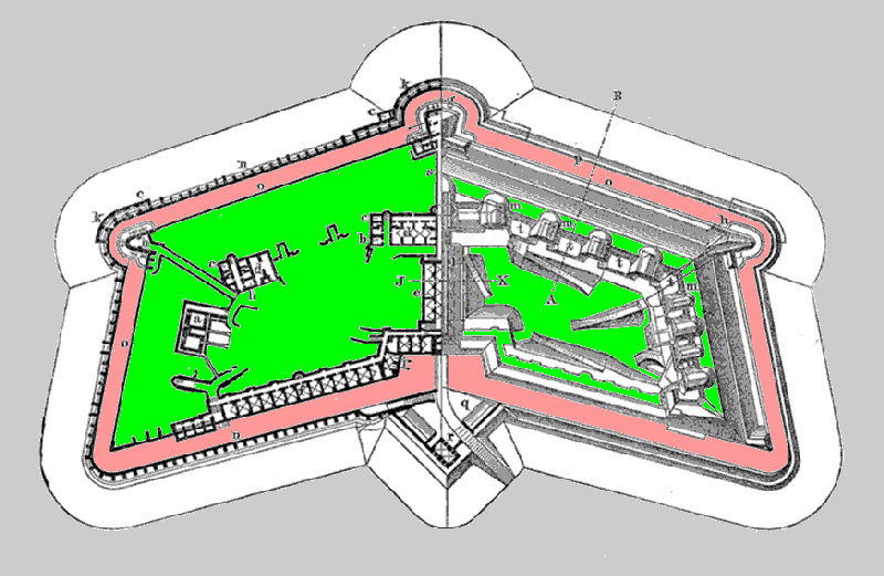 Le plan type d'un fort "Biehler" : Fort Großgherzog von Baden