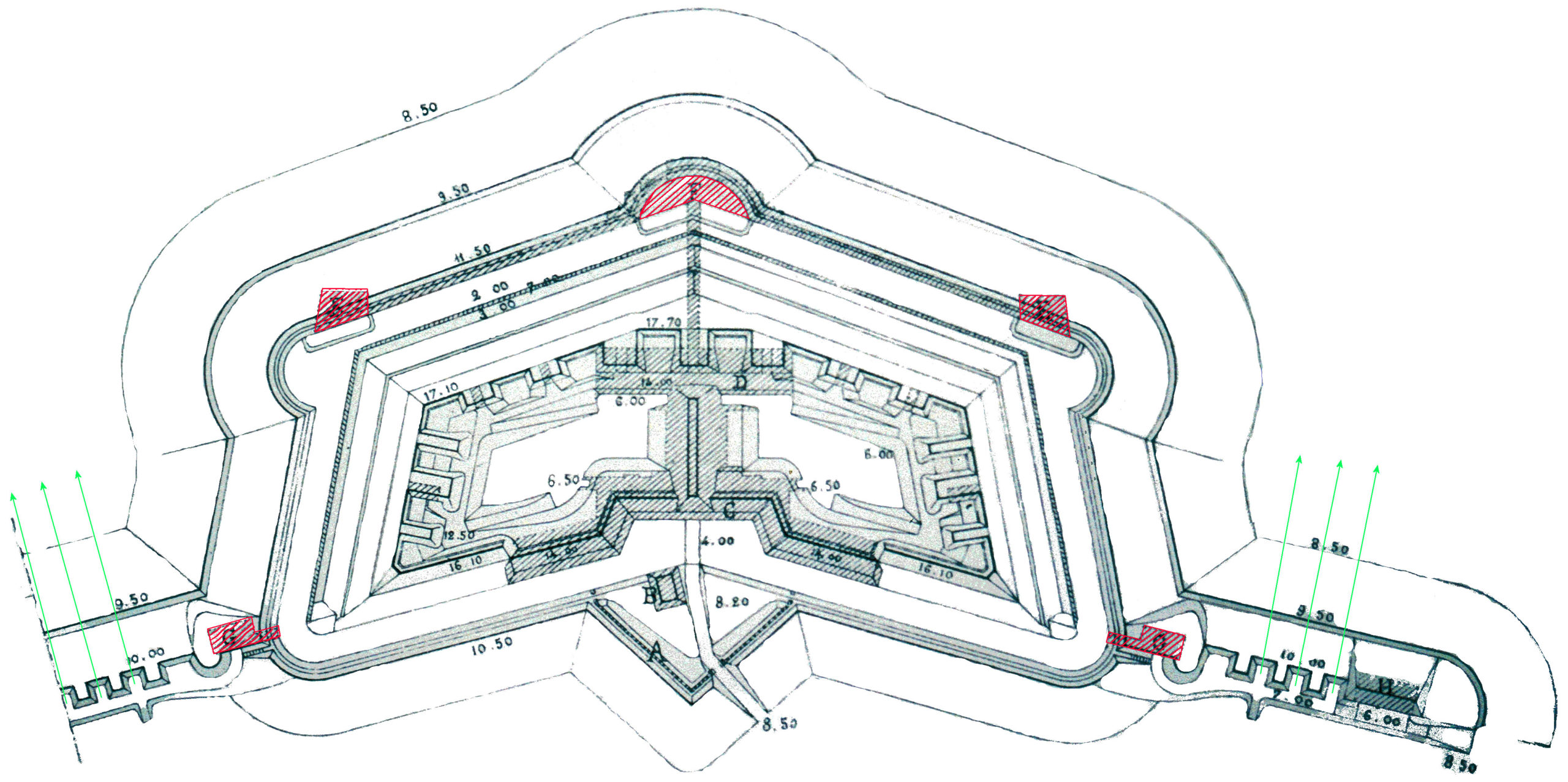 Strasbourg : Le Fort Großherzog von BAden vers 1890.