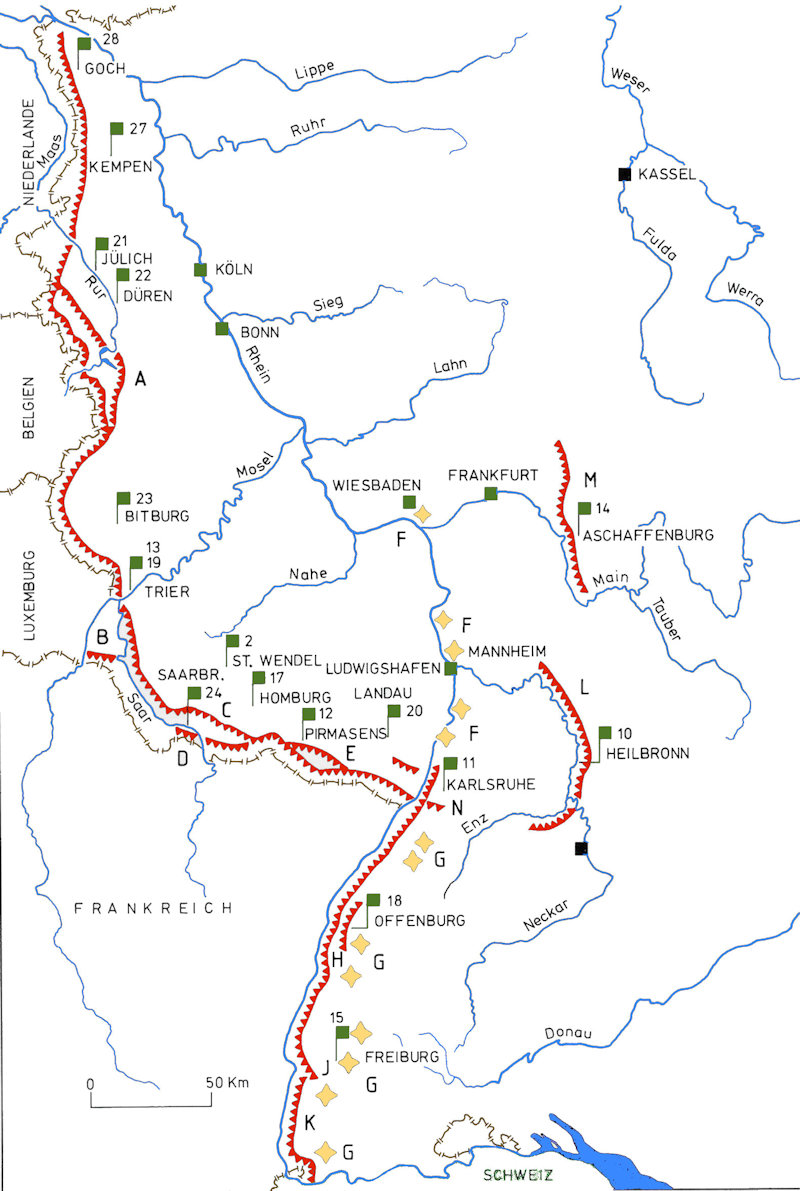 Le tracé du Westwall